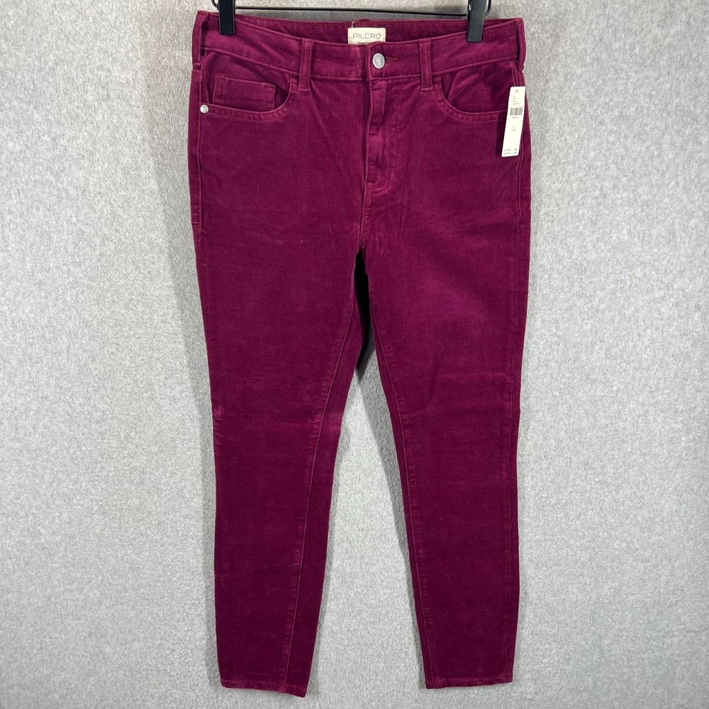 Anthropologie Pilcro High-Rise Skinny Corduroy Pants Womens 28 Purple NWT